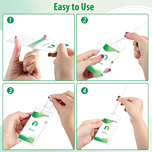 Clear Luggage Tags With Clear Loop Straps Waterproof Tag Holder Resealable Zip Identification Id Card Badge Holder For Business Travel And Office Supplies (100 Pack) #TOP4