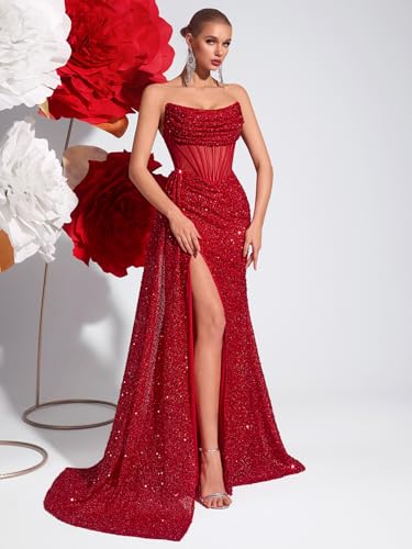 Cocktail Evening Gowns Formal Dresses for Women Sequin Tulle Wedding Guest Party Sexy Off Shoulder Floor Length Prom Dress4