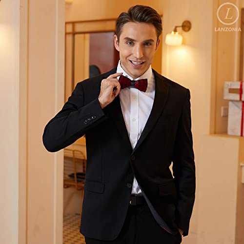 Image of Feather Bow Ties for Men Original Luxury Elegant Wedding Bow Tie Pre-Tied Handmade Mens Bowties for Tuxedo