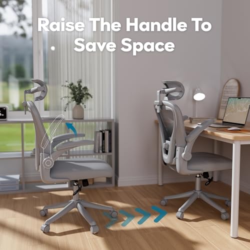 Image of Ergonomic Office Chair with Memory Foam Seat, Computer Desk Chair | 3.5 inch Memory Foam Cushion, 3D Adjustable Headrest, Lumbar Support, Flip-Up Armrests, Breathable Mesh, 330LBS Weight Capacity