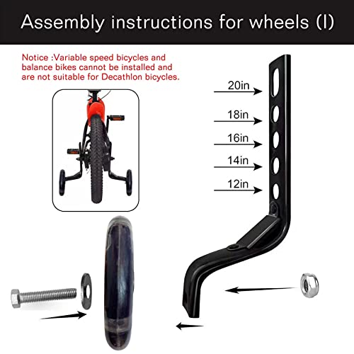 Image of DDJKCZ Training Wheels Flash Mute Wheel Bicycle Compatible for Bikes of 12 14 16 18 20 Inch