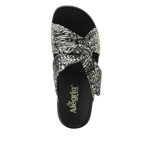 Image of Alegria Women Rylie Vegan Leather Lightweight Platform Satin Scarf Tie Slide Sandal