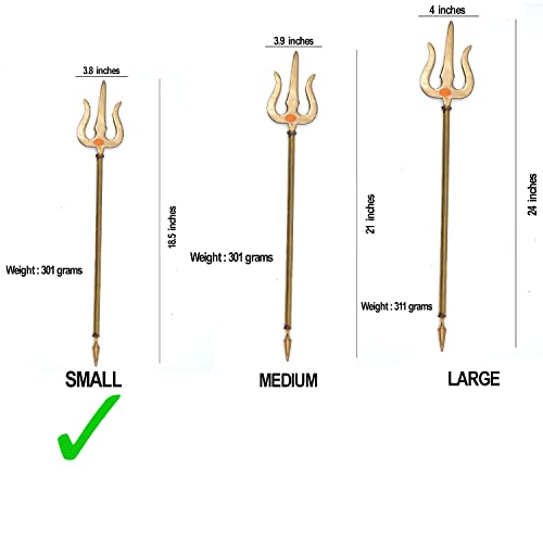 Image of ALODIE - Brass Trishul on Stand | Shiva's | Mahadev's Energized Brass Pooja Trishul with Stand for Pooja Room | Decorative Showpiece Figurine | Items for Room (3.8Wx18.5H INCHES)