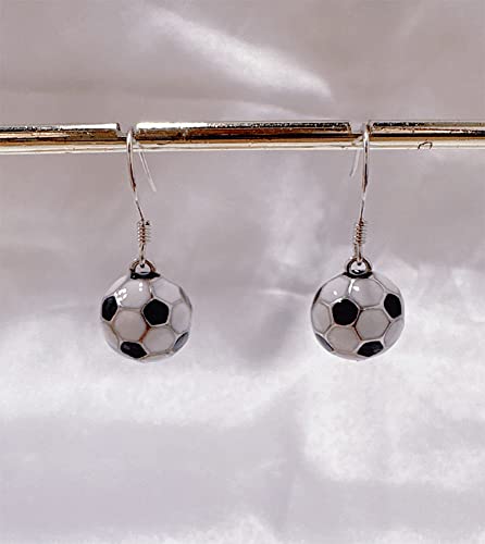 Pendientes de fútbol de plata S925 con colgante elegante 5