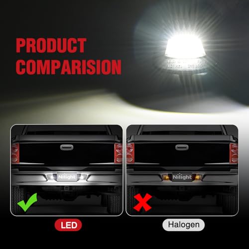 Image of Nilight License Plate Lights Compatible with 1997 1998 1999 2010 2011 Dodge Dakota 2006-2009 Mitsubishi Raider with Black Housing 6000K White 2PCS Pack | Compatible with 1997 1998 1999 2010 2011 Dodge Dakota 2006-2009 Mitsubishi Raider with Black Housing 6000K White