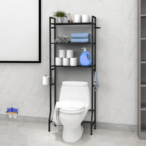 CADUKE 3-Tier Over The Toilet Storage Rack, Wooden Bathroom Organ...