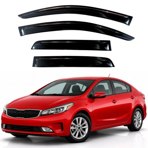 Image of KPY Rain Guards Fit for 2014-2018 Kia Forte Sedan, Out-Channel Window Visors Vent Wind Deflectors 4PC, Car Accessories for 14-18 Forte (Sedan Only)