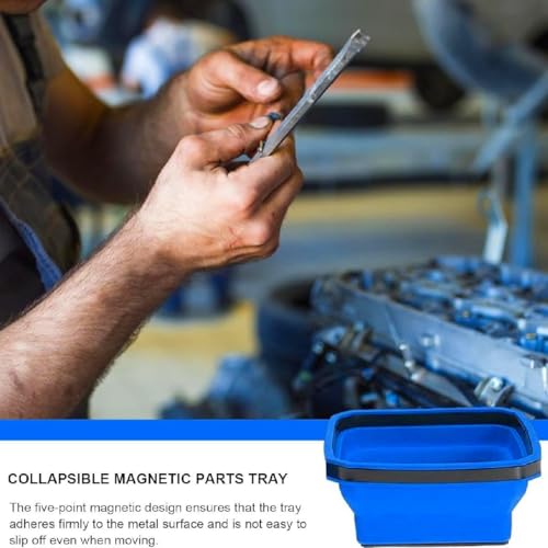 Magnetschale Faltbares Tablett,Kleine Metallteile Organizer,Zusammenklappbare Magnetische Teileablage,Werkzeugträger für Bolzen Schrauben Muttern Unterlegscheiben und Andere Kleinteile