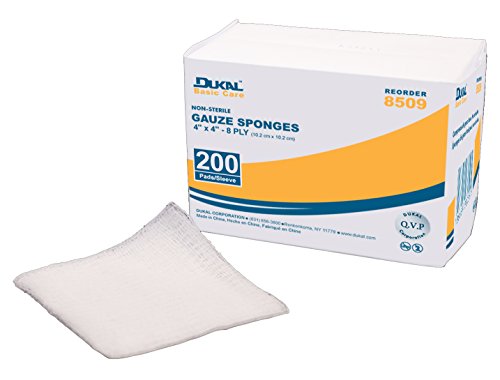 Dukal 8509 Gasas, 8 capas, No estériles, Básicas, 4" x 4", Paquete de 4000 miniatura 4