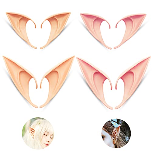 Ropa, Personal Computer Yanlin Orejas de elfo,Orejas de Elfo de látex Suave - 4 Pares, Orejas de Elfo de Halloween, Orejas de Hada pequeña, Orejas Puntiagudas Suaves, Accesorios de...