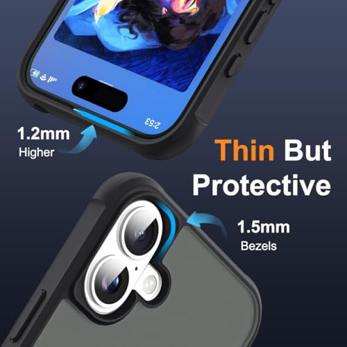 Image of iPhone 16 Plus Magsafe Stand Case | Matte Design & 360 Protection | Military-Grade Apple iPhone 16 Plus Cover | Ultra Premium - Black