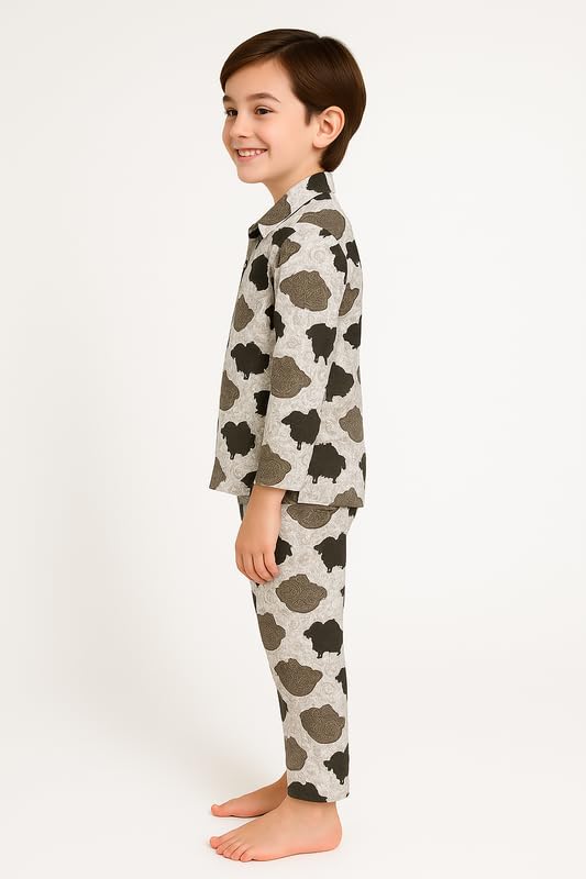 Image of 3BROS Kid's Pure Cotton Full Sleeves Night Suit /Dress for Boys /Girls Full Pajama & Top Sleep Suit Combo Set