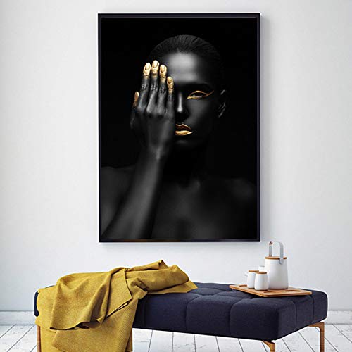 Retrato de mujer en oro negro para transformar paredes vacias y aburridas 2