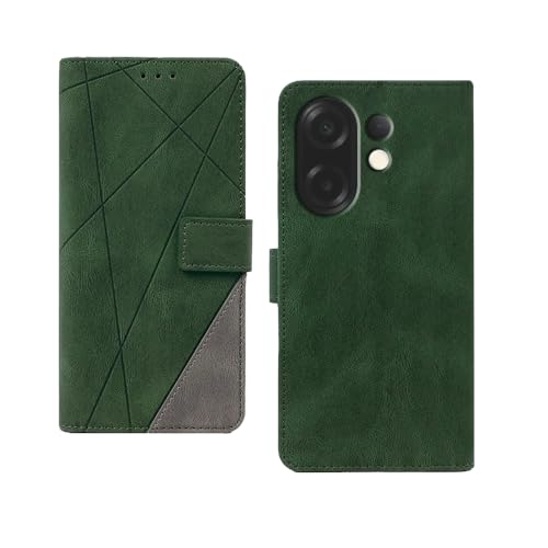 Image of amazon basics Vivo X200T 5G Flip Cover | Card Pockets Wallet & Stand | Flip Cover for Vivo X200T 5G (Green with Grey)