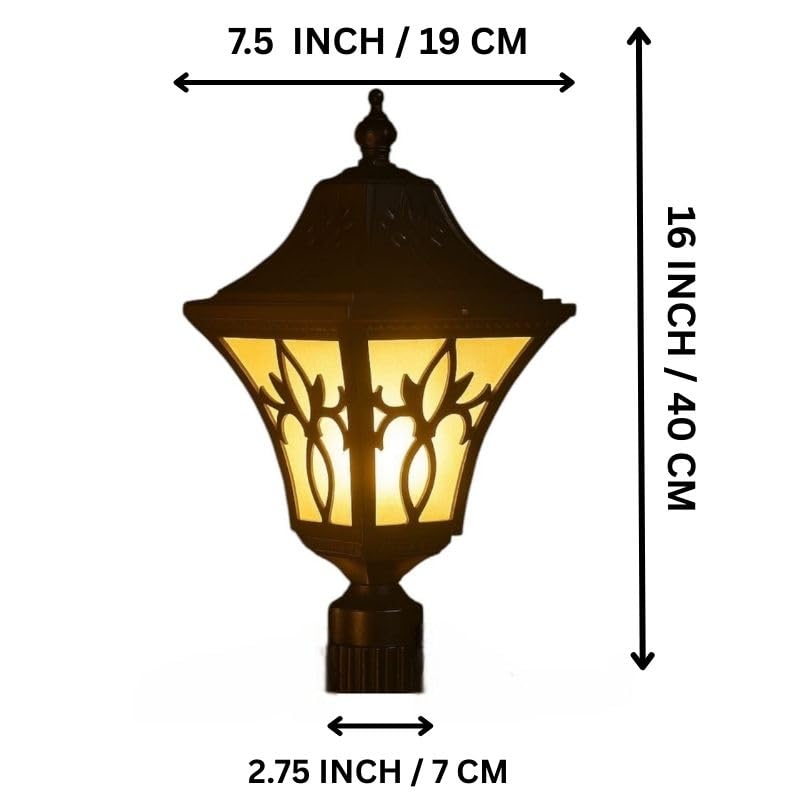 Keyplus Premium Aluminium Outdoor Gate Light for Pillar, Black Waterproof Decorative Post Lamp for Main Gate, Garden & Balcony, B22 Holder (Bulb is not Included) Pack of 1 1
