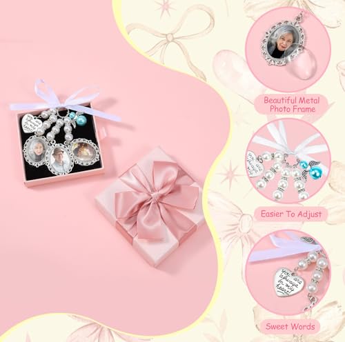 Wedding Bouquet Photo Charms Oval Bridal Bouquet Charm with 3 Picture Frame, You Are Always in My Heart DIY Picture Bride Memorial Charm for Wedding Memory3