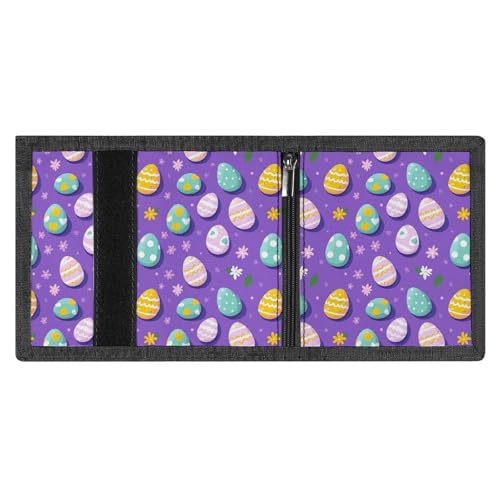Colorful Easter Eggs Custom Trifold Wallet Front Pocket Credit Card Holder with Coin Purse for Men Women Travel Gifts4