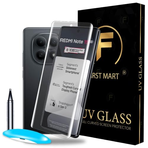 Image of FIRST MART Matte UV Tempered Glass for Redmi Note 15 | Anti-Glare Curved Screen Protector, 9H Scratch Resistant, Fingerprint Compatible, Case-Friendly | Pack of 1