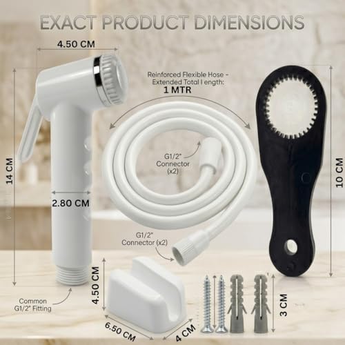 Image of Handheld Bidet Sprayer for Toilet with Hose & Wall Holder | ABS Jet Spray for Bathroom Cleaning,Shower & Hair Care, Pet Wash & Feminine Hygiene