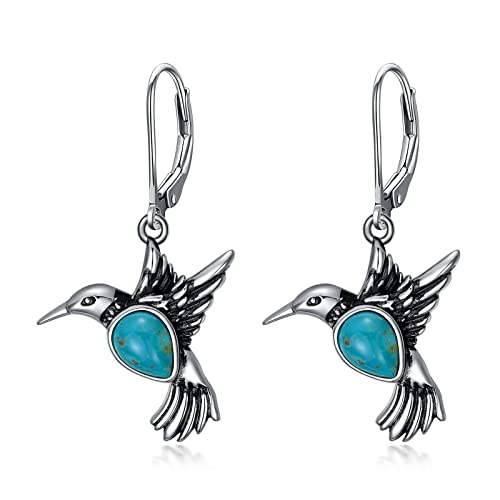 Boucles colibri en argent 925 et turquoise, le cadeau élégant idéal