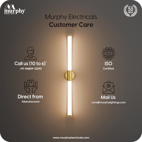 Image of Murphy VELORA 18W LED Mirror Light, 3C Color Changing (CW /WW /NW), Golden Finish, Wall Mounted Vanity & Picture Light for Bathroom & Dressing, Modern Indoor Light, 2 Year Warranty, Pack of 2