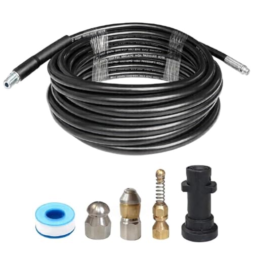 FACAIIO K5 - Tubo flessibile per la pulizia del drenaggio ad alta pressione, in metallo e fogna, lunghezza 10 m/15 m/20 m, nero