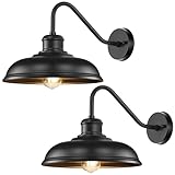 Outdoor Wall Light Fixtures 2-Pack, 17.25” Farmhouse Black Barn Lights, Gooseneck Exterior Lighting Fixtures Wall Mounted, Porch Lights Waterproof, Anti-Rust Outdoor Lights for House Garage Entryway