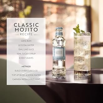 The London Essence Co. Soda Water, Premium Cocktail Mixer, 200ml, Pack of 24 bottles, No Artificial Colours Preservatives or flavours, Low Calorie