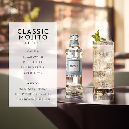 The London Essence Co. Soda Water, Premium Cocktail Mixer, 200ml, Pack of 24 bottles, No Artificial Colours Preservatives or flavours, Low Calorie