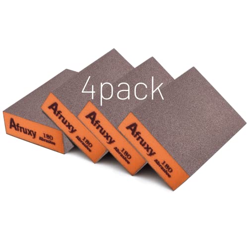 Afruxy 4-Pack 180 Grit Sanding Sponges – Reusable Dry & Wet Sanding Blocks for Wood, Drywall & Metal – Medium-Fine Grit Sandpaper for Smooth Finishes