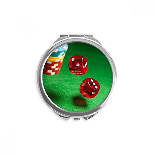 Miroir de maquillage de poche vert avec motif photo jetons, petit miroir rond 2,6 pouces