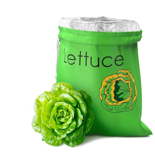 3-Layer Reusable Lettuce Keeper for Refrigerator - 13.8x10.6 Salad Keeper with Foil Lining for Fresh Fruit, Veggie and Lettuce Storage - Quick Drawstring Closure, Breathable and Washable Material