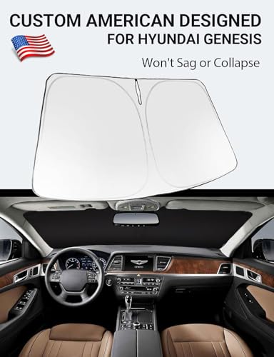 Image of Proadsy 2026 Upgrade Windshield Sun Shade Custom Fit 2015-2016 Genesis Foldable Front Sunshade Protector Sun Visor Blocks UV Rays Keep Car Cooler