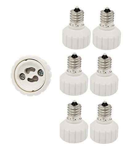 E-Simpo® 6-Pack E17 To Gu10 Light Socket Adapter, Ceramic E17 To Gu10 Halogen Cfl Led Lampholder Base Converter #TOP19