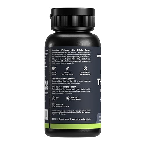 Nutrabay Wellness Milk Thistle Extract (80% Silymarin Marianum) - Improves Digestion, Liver Detox & Cleanse for Men & Women, Liver Support Supplement - 1000mg, 60 Veg Capsules - Image 2 thumbnail