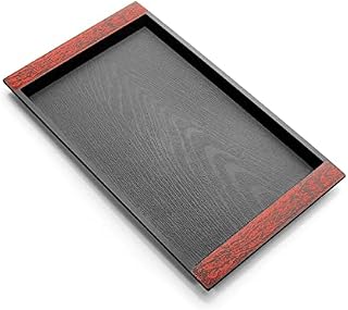 Plastic Tray for Food Serving, Food Tray Anti-Slip Top and Bottom, Small Tray with Grip Handles for Eating Dinner, Drinks, Tea, Party, Rectangular, Black (32*19cm)