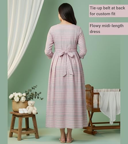 Image of DUMMY SHAPE Pregnancy Dresses for Women Cotton | Floral Anarkali Flare Kurta with Dual Nursing Zippers | Pregnancy & Breastfeeding | Feeding Kurtis | Baby Shower | Gifts for Pregnant Woman