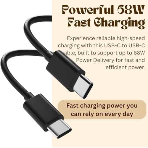 Image of Smolink 68W Type C To Type C Cable Black | Turbo Fast Charging & Data Transfer Cord | Compatible for Motorola Edge 60 Fusion 50 Ultra 50 Pro 40 Neo Razr Ultra G85 G84 G64 G54 | Original Fast Charging