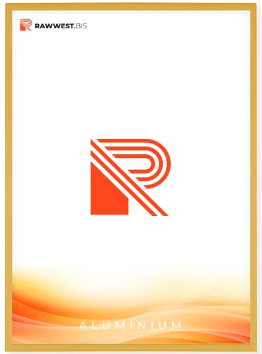 RAWWEST.BIS Alu Bilderrahmen 70x100cm Plakatrahmen Alurahmen mit Plexi Rahmen aus Aluminium für Bilder Poster Fotos und für Puzzle, Posterrahmen Fotorahmen, Gold