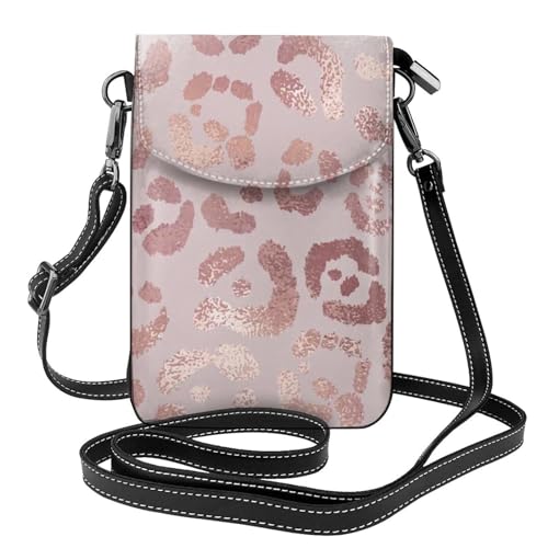 Pochette téléphone portable femmes léopard or rose avec porte-cartes
