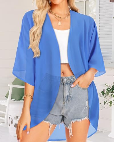 Image of Women Kimono Cardigans Casual Summer Tops Cover up Open Front Floral Print Resort Wear 2026