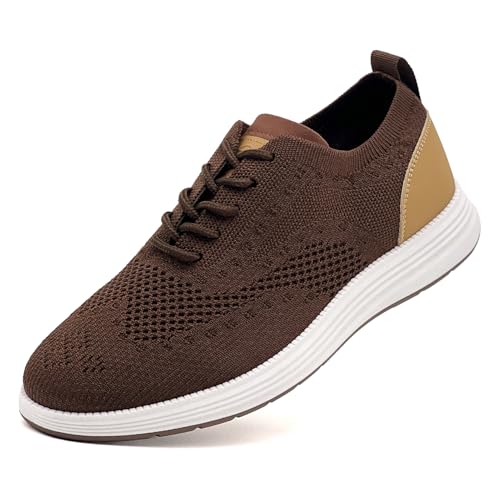 Men’s Casual Dress Oxfords Shoes Comfortable Business Fashion Sneakers Loafers Walking Shoes for Men Barefoot Tennis Dark Brown