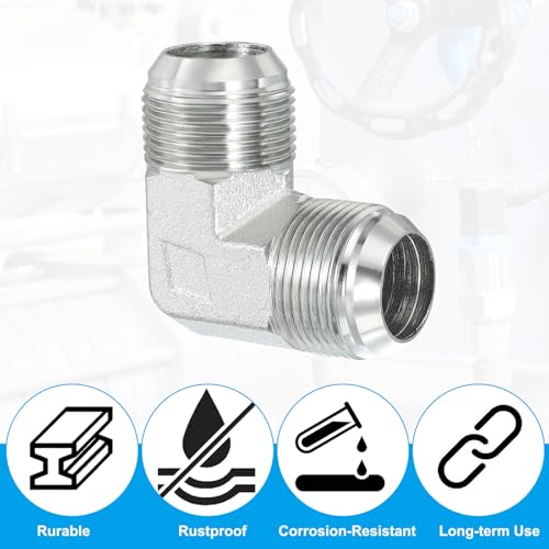 Image of PATIKIL Hex Reducing Nipple Connectors Pipe Adapter 1 5 /16 inch Male 37 Flare JIC x 1 5 /16 inch g Male 90 Adapter, Pipe Fitting Reducer Nipple Adapter Plated Steel Hydraulic Fitting
