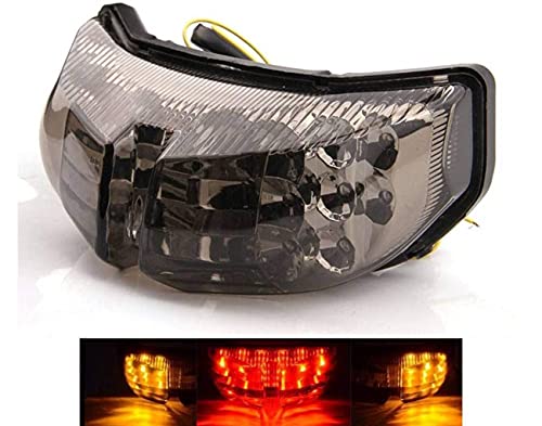 Image of MZS Motorcycle Tail Light LED Integrated for FZ1 2006-2015, FZ8 2011-2013 | Rear Turn Signal Blinker Running Taillight, Stop Brake Light, Waterproof Dustproof Smoke Lens, Amber Red Dual Color Lamp