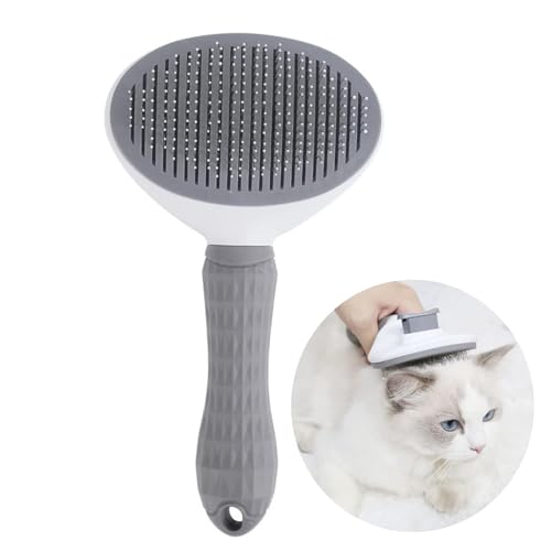 SKY TOUCH Pet Cat Brush for Shedding and Grooming Dog Hair Removal Brush Pet Groomer Shedding Grooming Tools Combs Rakes Cats Brush for Short or Long Haired Removes Loose Hair & Tangles grey