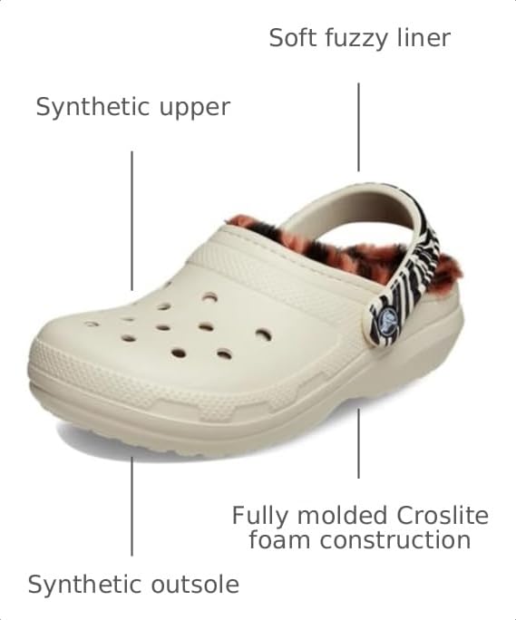Image of Crocs Womens Men's and Women's Classic Lined Animal Print Clog | Fuzzy Slippers
