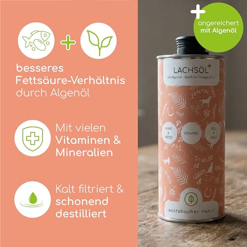 Wolfsbacher Natur Lachsöl Plus mit Algenöl für Hunde & Katzen 1 Liter