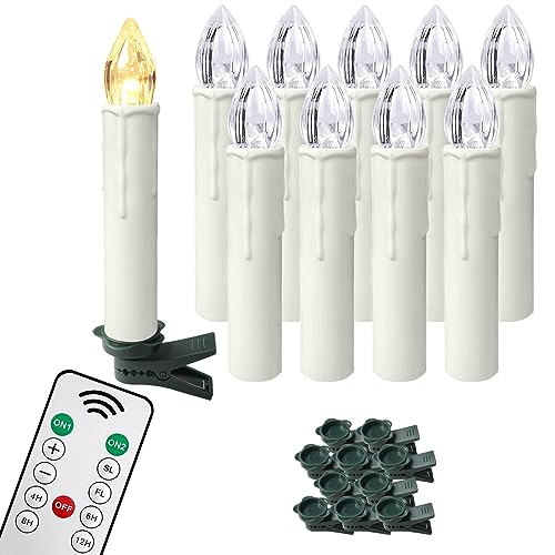 NAIZY LED Kerzen 10er Weihnachtskerzen Kabellos Warmweiß...