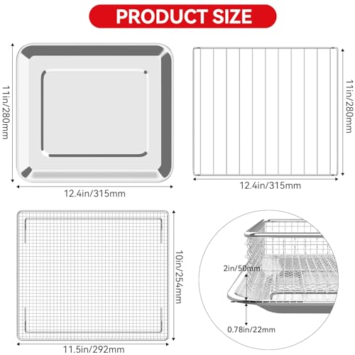 Image of 3PCS Baking Set for Cuisinart TOA-60 /65 /70 Air Fryer Oven, Basket Pan | Air Fryer Toaster Oven,Air Fryer Basket Pan Rack for Oven Air Fryer Accessories,Dishwasher Safe