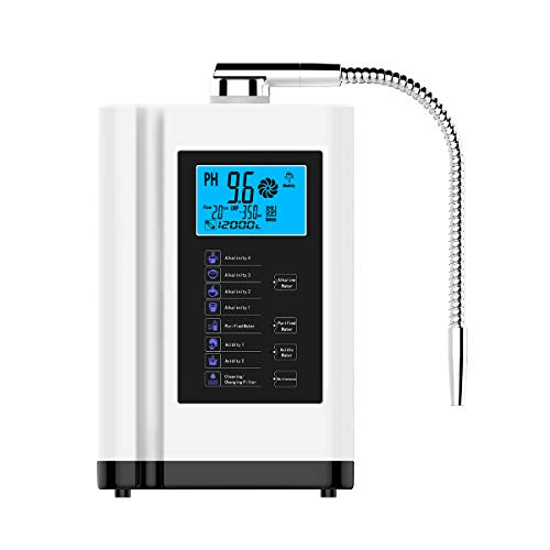 Alkaline Water Lonizer,PH 3.5-10.5 Water Purifier Machine,220V Home Alkaline Water Filtration System with 3.8 inch LCD Display,Up to -500mV ORP,6000 Liters Per Filter,Auto-Cleaning, White